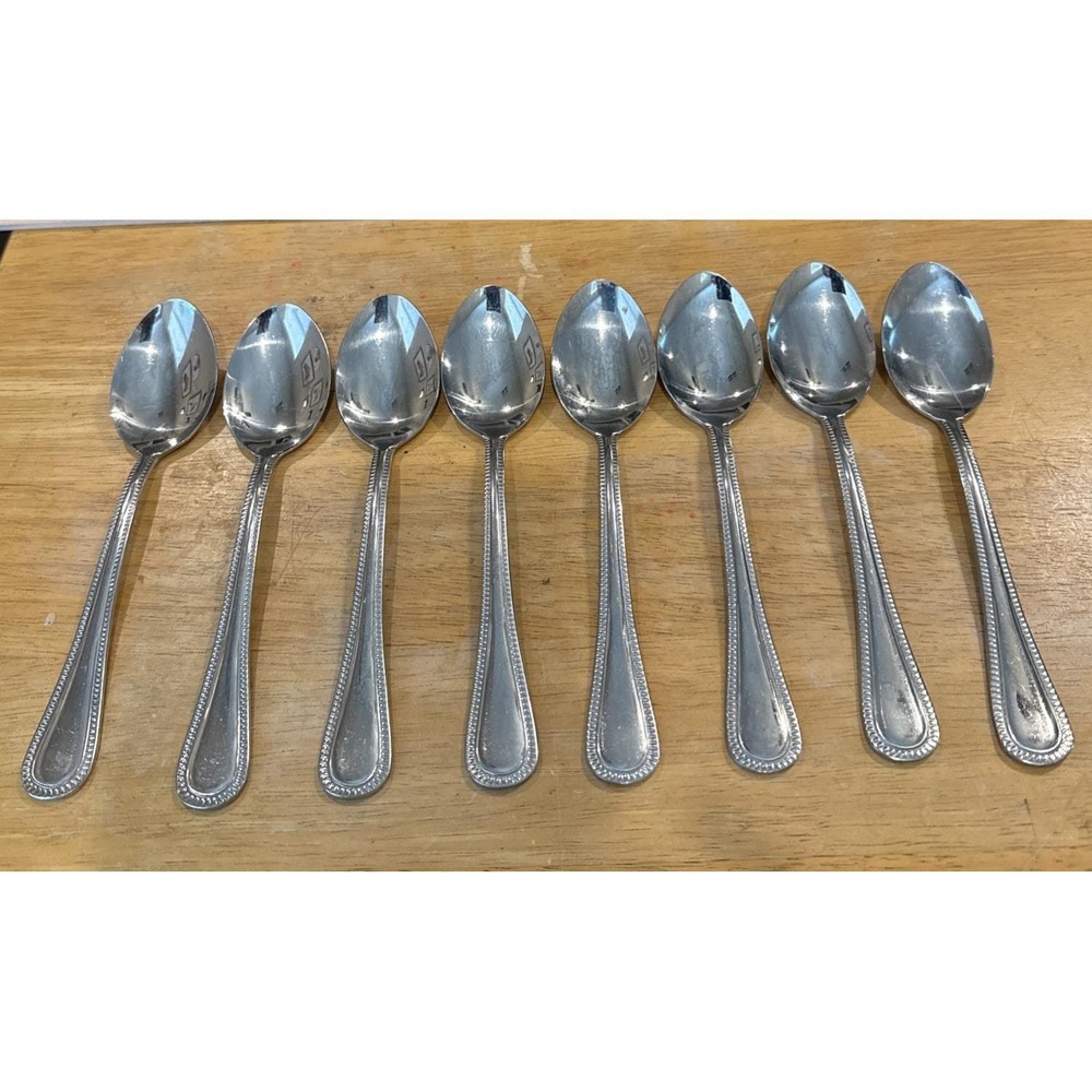 Cuisinart CU18 Beaded Pattern Stainless Steel Soup Spoons Spoon Set Of 8
